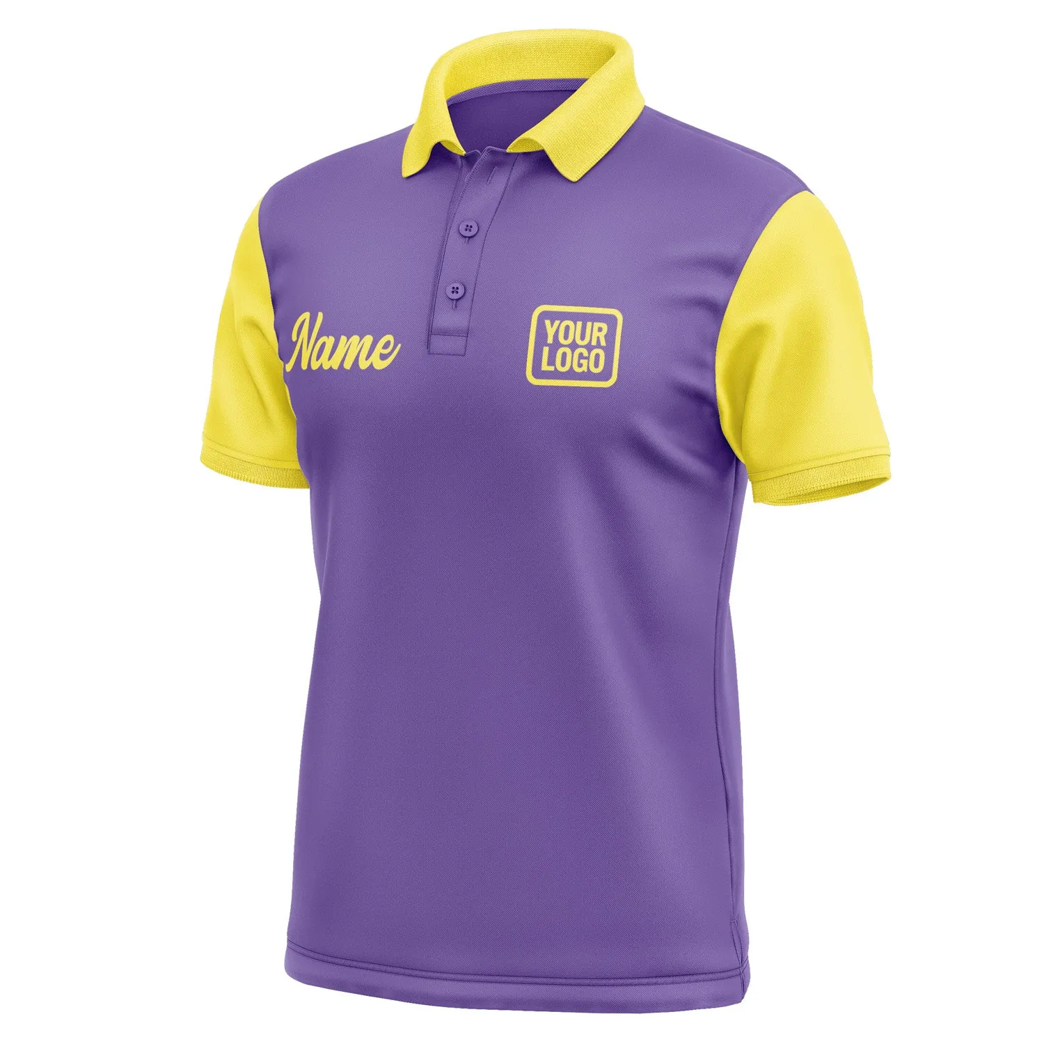 Custom Light Purple Light Yellow Short-Sleeve Polo Shirt