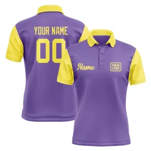 Custom Light Purple Light Yellow Short-Sleeve Polo Shirt