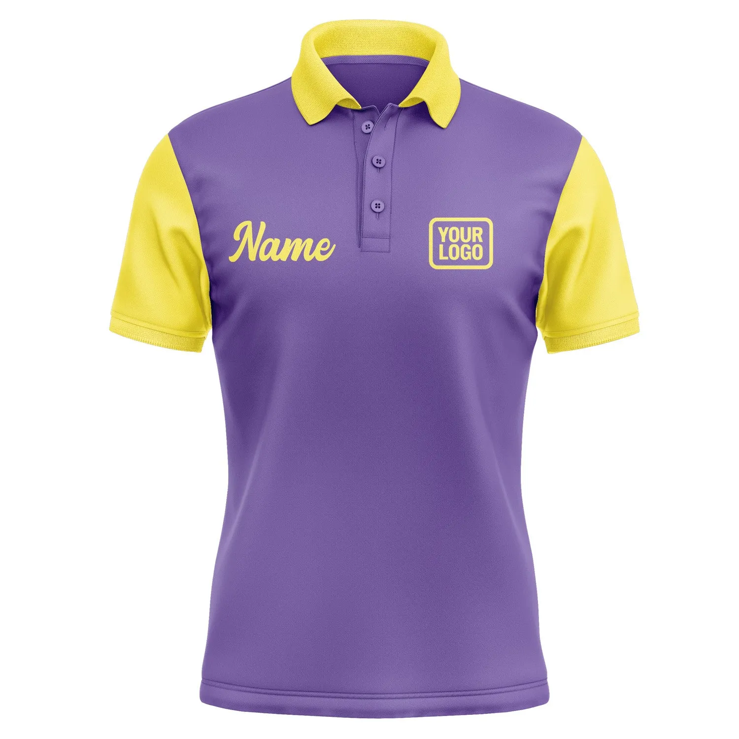 Custom Light Purple Light Yellow Short-Sleeve Polo Shirt