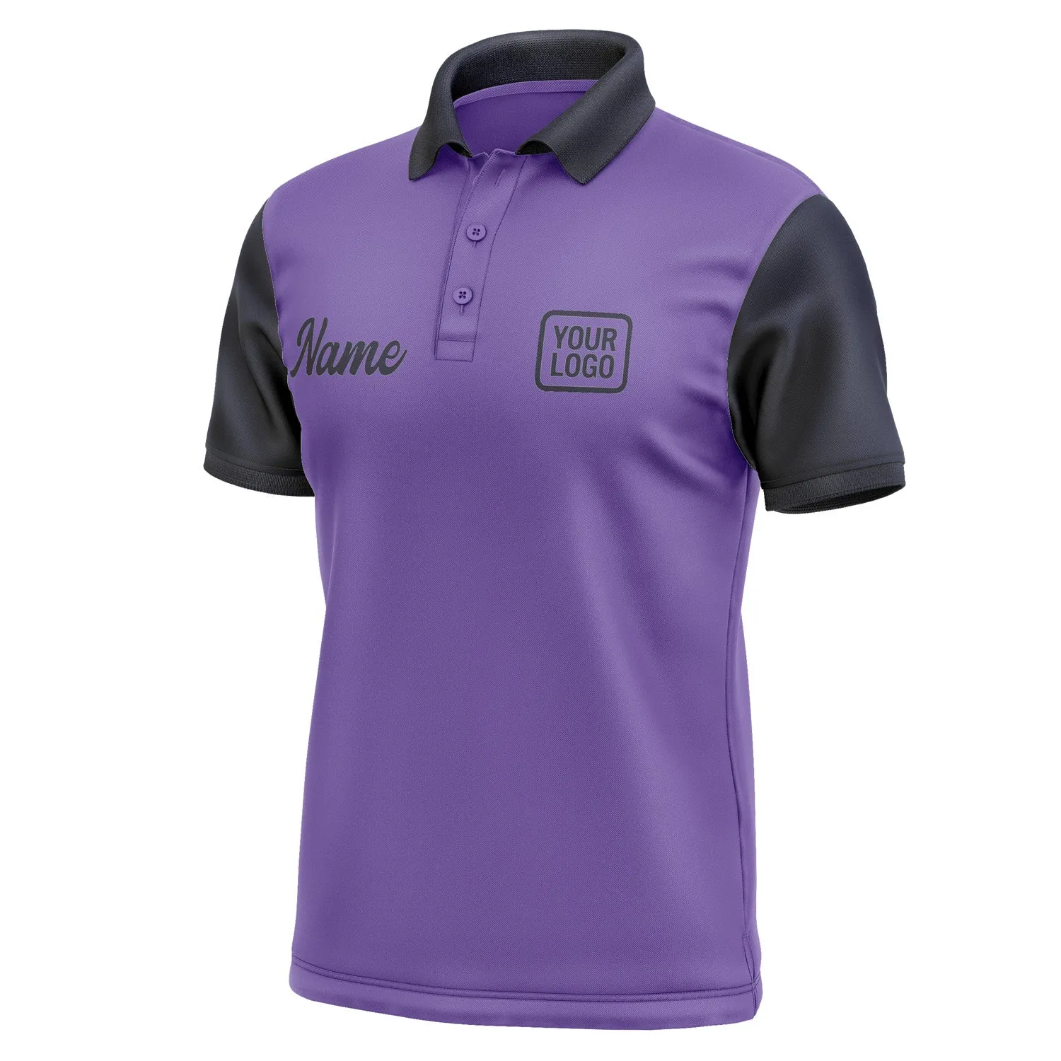 Custom Light Purple Navy Short-Sleeve Polo Shirt