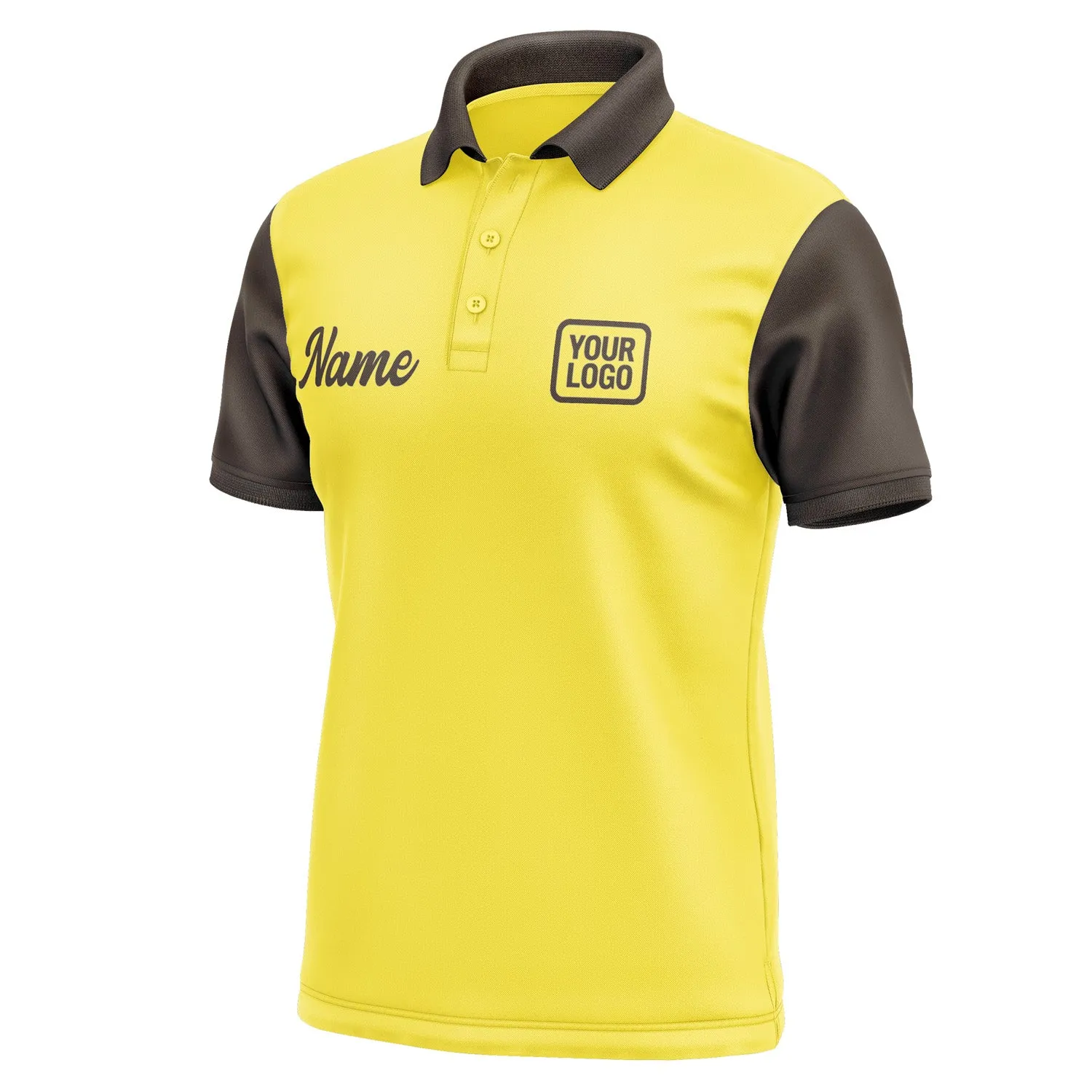 Custom Light Yellow Brown Short-Sleeve Polo Shirt