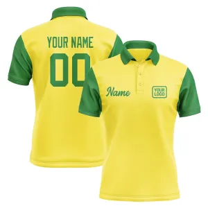 Custom Light Yellow Emerald Green Short-Sleeve Polo Shirt