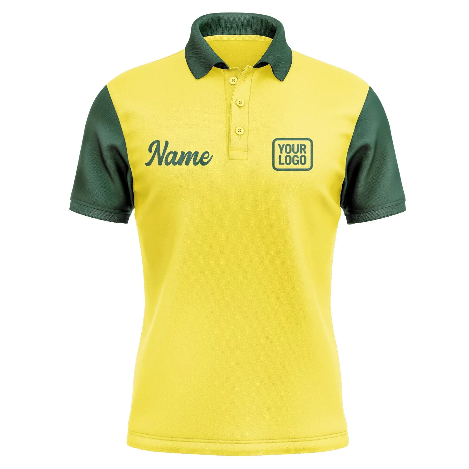Custom Light Yellow Green Short-Sleeve Polo Shirt