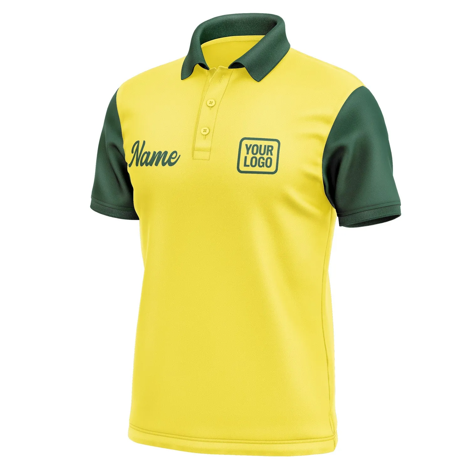 Custom Light Yellow Green Short-Sleeve Polo Shirt