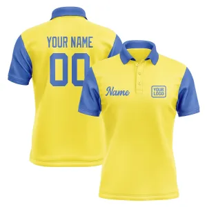 Custom Light Yellow Sky Blue Short-Sleeve Polo Shirt