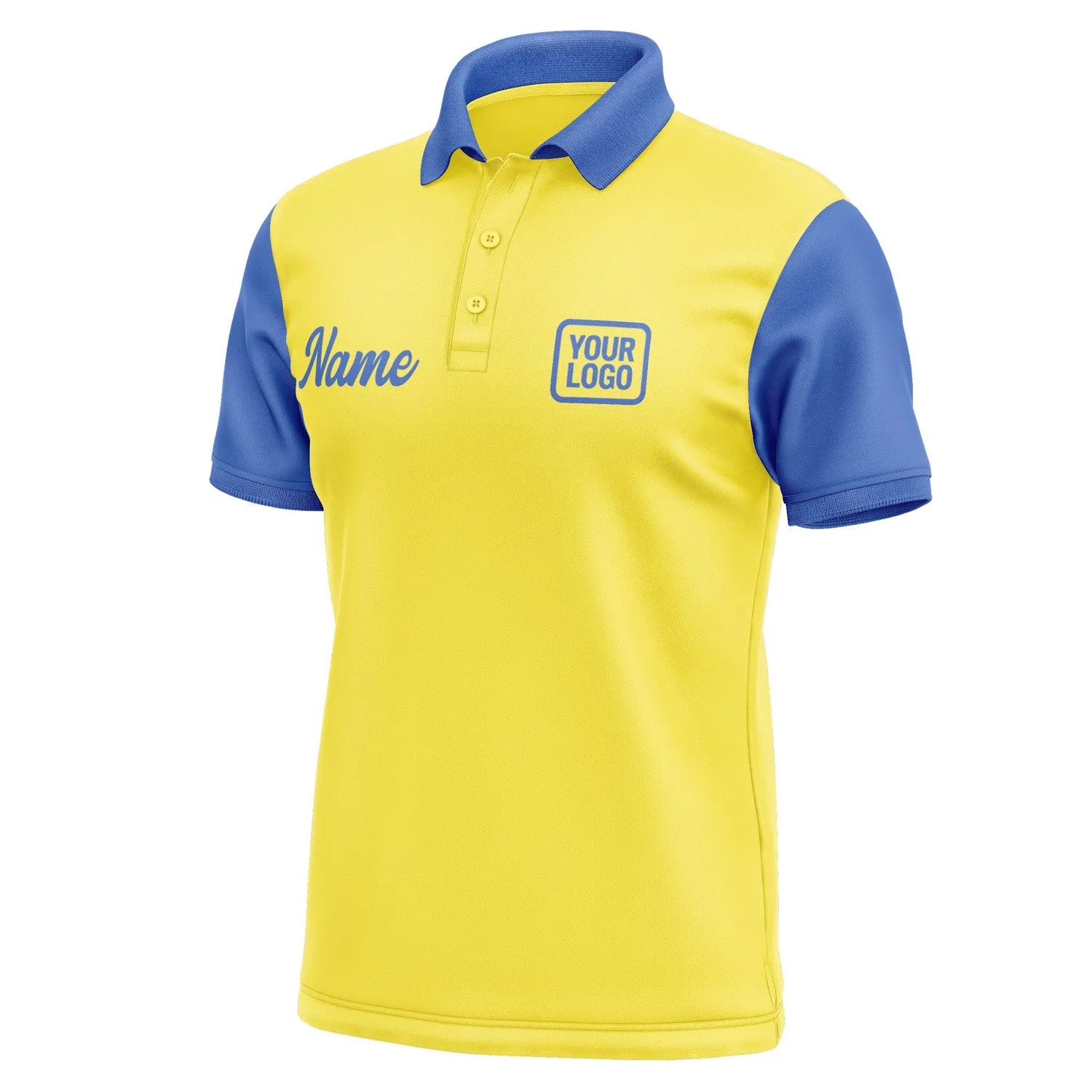 Custom Light Yellow Sky Blue Short-Sleeve Polo Shirt
