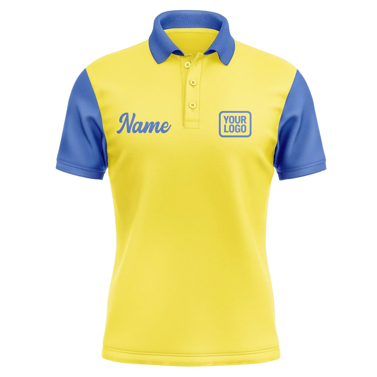 Custom Light Yellow Sky Blue Short-Sleeve Polo Shirt