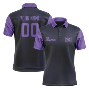 Custom Navy Light Purple Short-Sleeve Polo Shirt