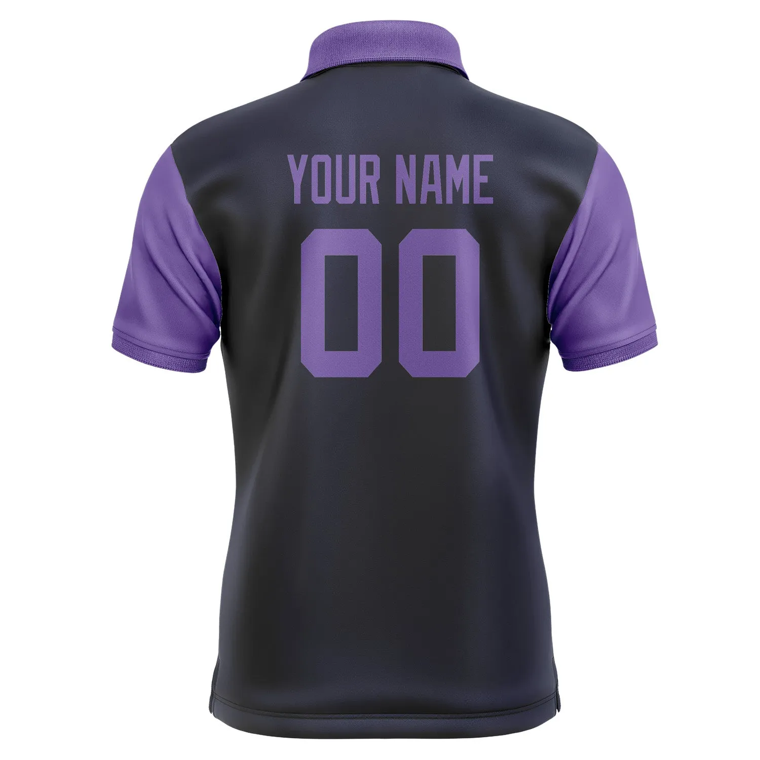 Custom Navy Light Purple Short-Sleeve Polo Shirt