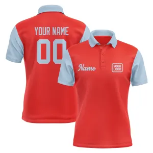 Custom Orange Red Light Blue Short-Sleeve Polo Shirt