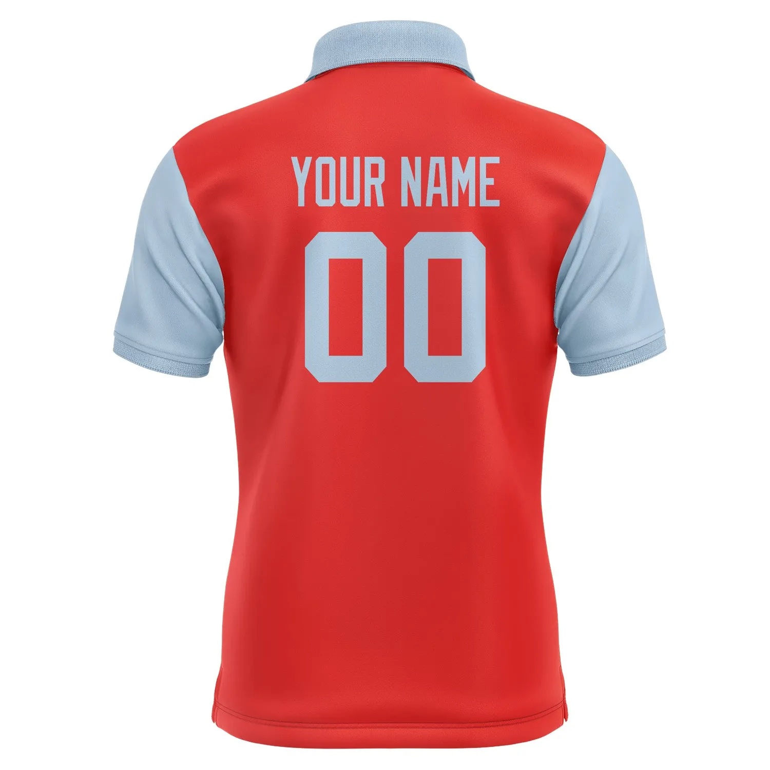 Custom Orange Red Light Blue Short-Sleeve Polo Shirt