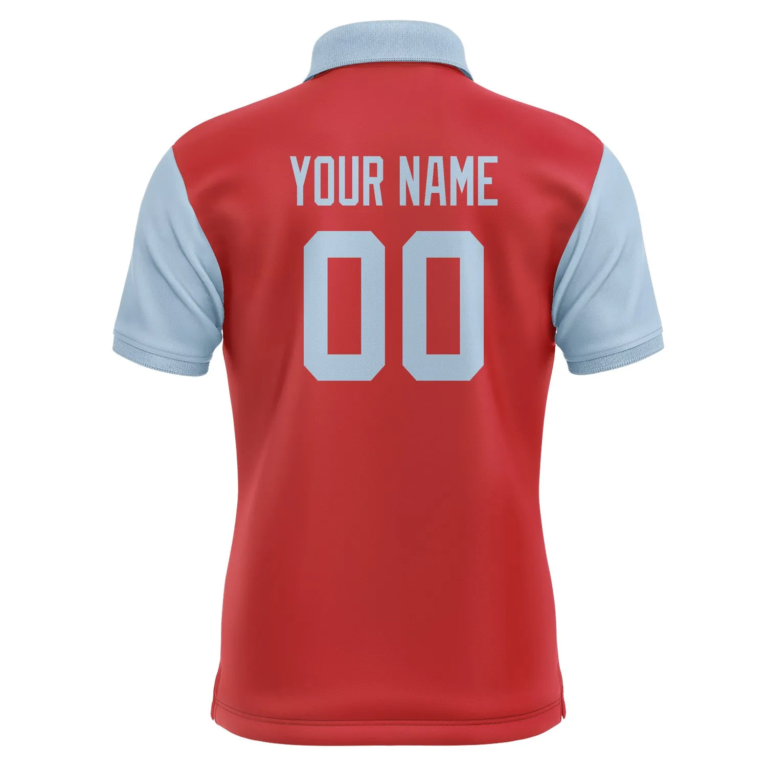 Custom Red Light Blue Short-Sleeve Polo Shirt