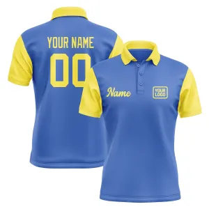 Custom Sky Blue Light Yellow Short-Sleeve Polo Shirt