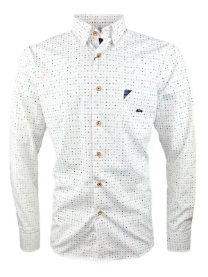 Dario Beltran Men's LS Shirt Archena Regular Fit White Multi