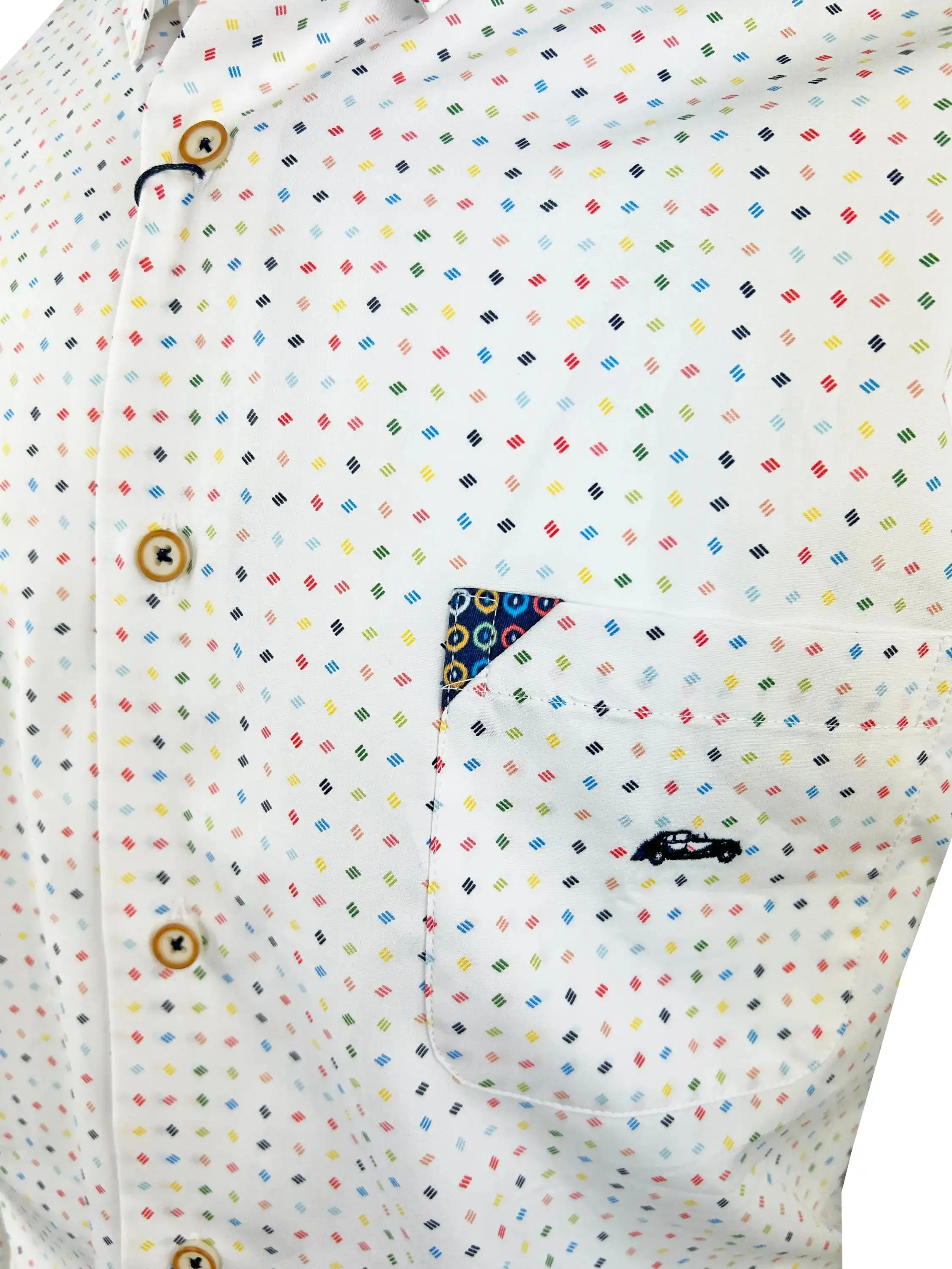 Dario Beltran Men's LS Shirt Archena Regular Fit White Multi