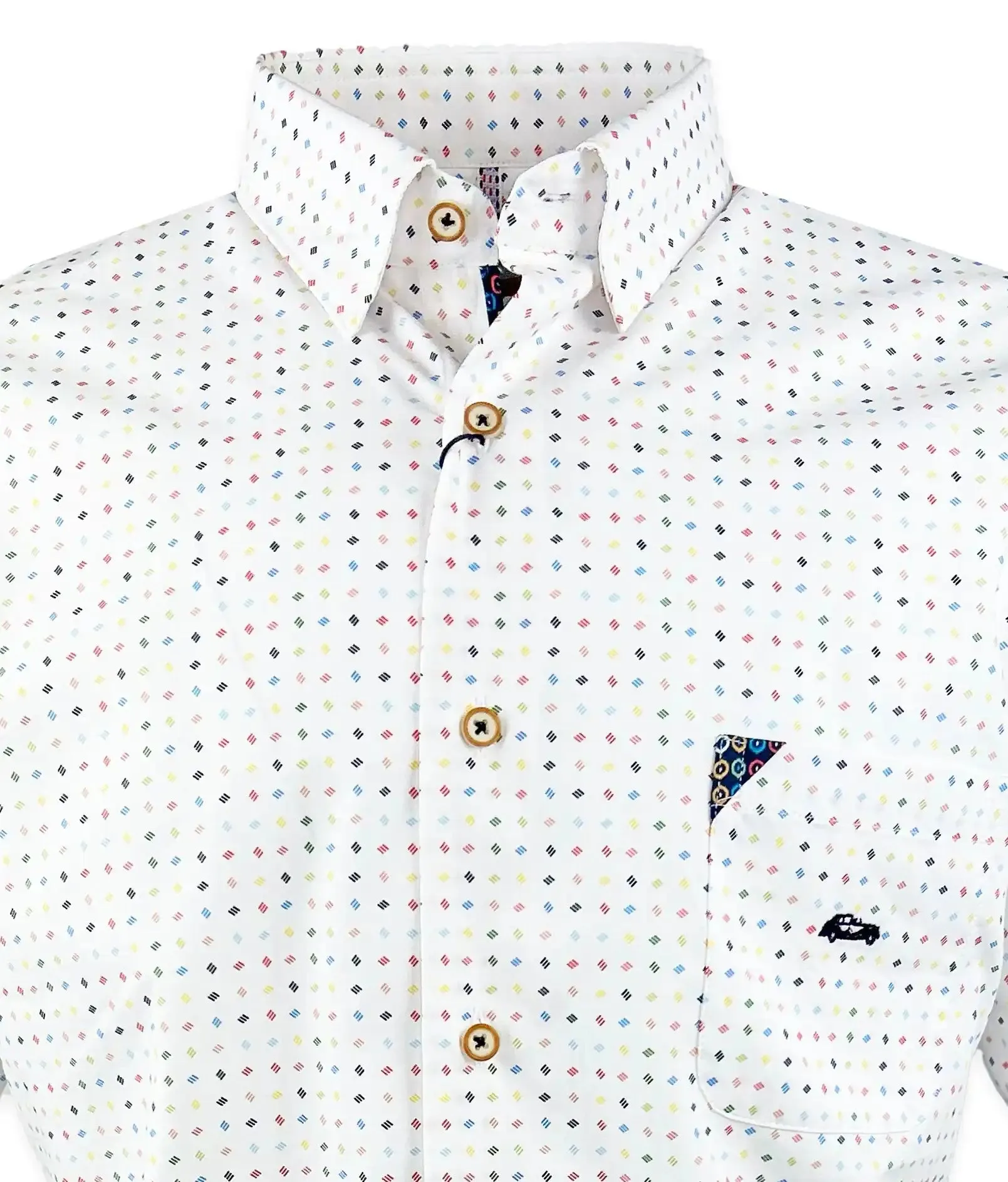 Dario Beltran Men's LS Shirt Archena Regular Fit White Multi
