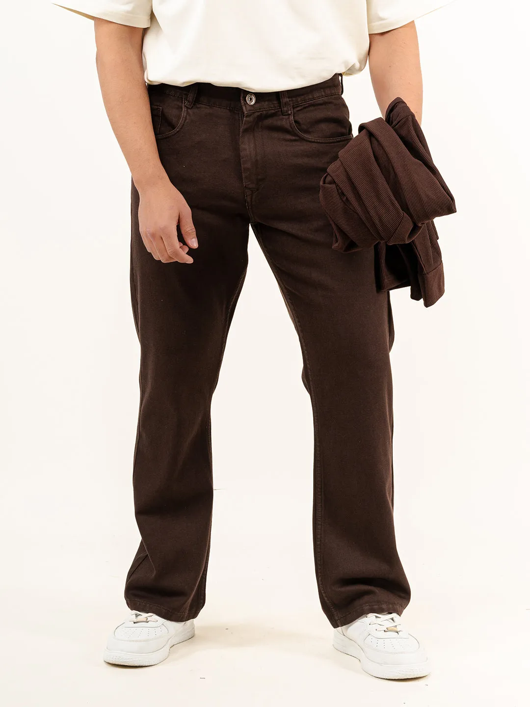 Dark Brown Extra Flared Straight Fit Men's Jeans