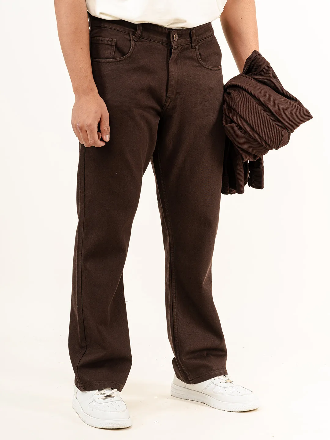 Dark Brown Extra Flared Straight Fit Men's Jeans