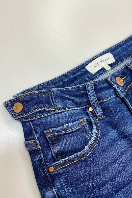 Dark Wash High Rise Ankle Length Straight Tummy Control Jeans - Risen Jeans