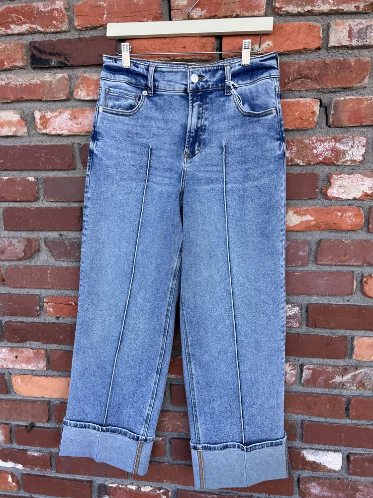 Dear John Holly High Rise Cuffed Hem Straight Jeans Lake Shore