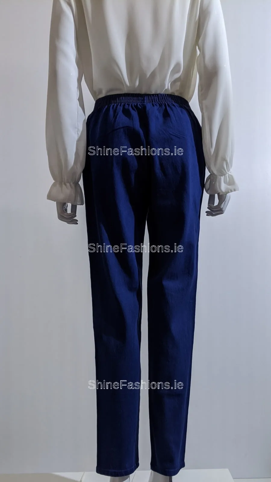 Denim Blue Elastic Waist Pocket Jeans with Stretch