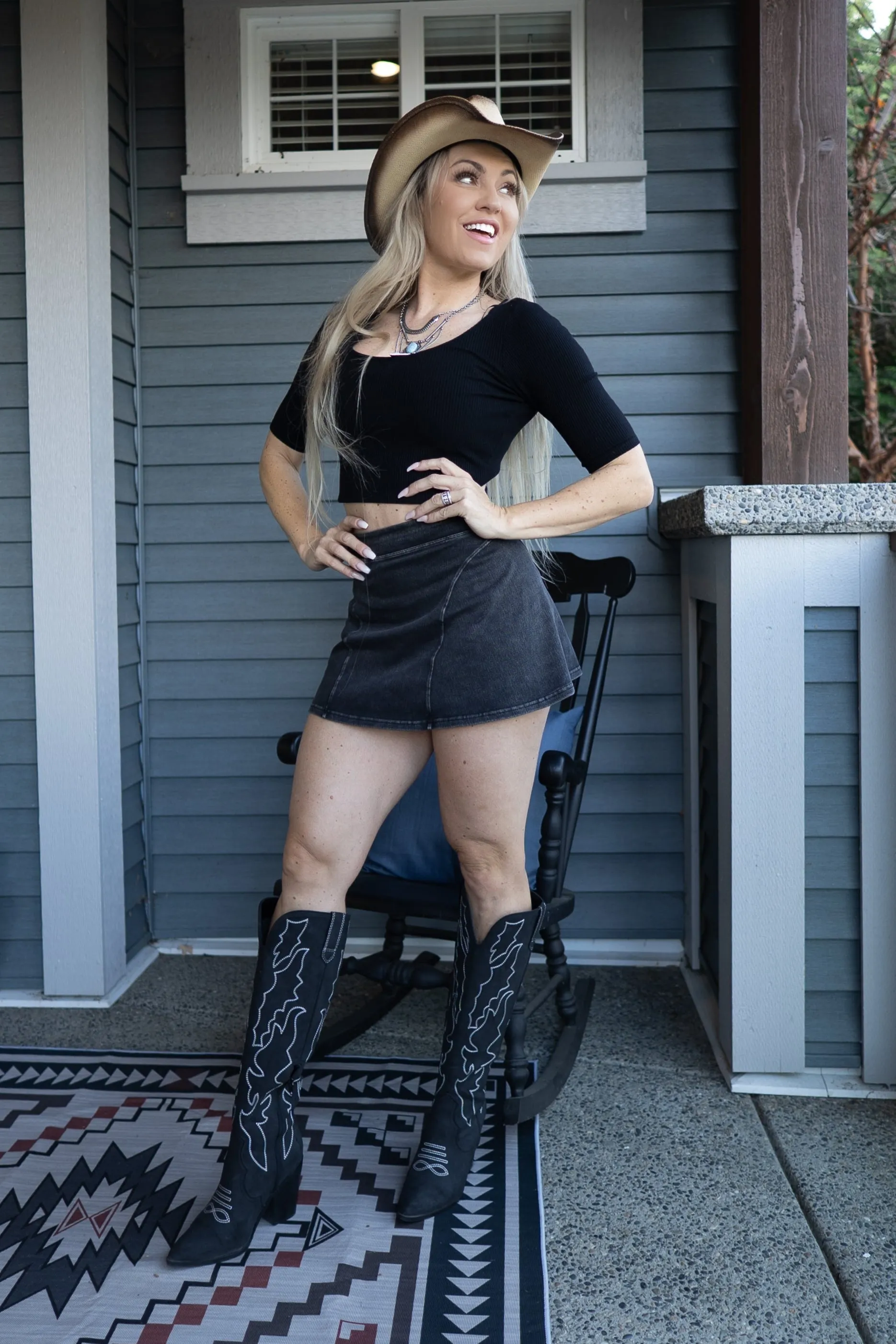 Denim Chic Flare Skort