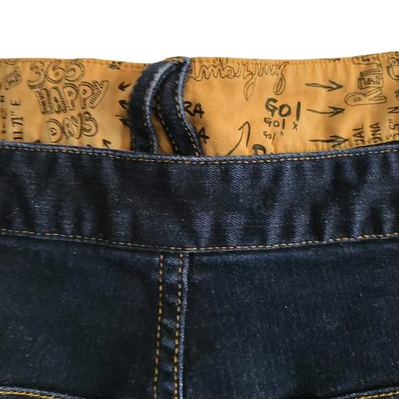 DESIGUAL Layered Graphic Waistband Straight Ankle Jeans 185SMDDX1 Women's 32