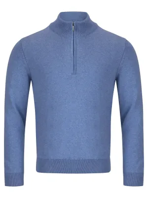 DG's Drifter Mens Half Zip Sweater Light Blue