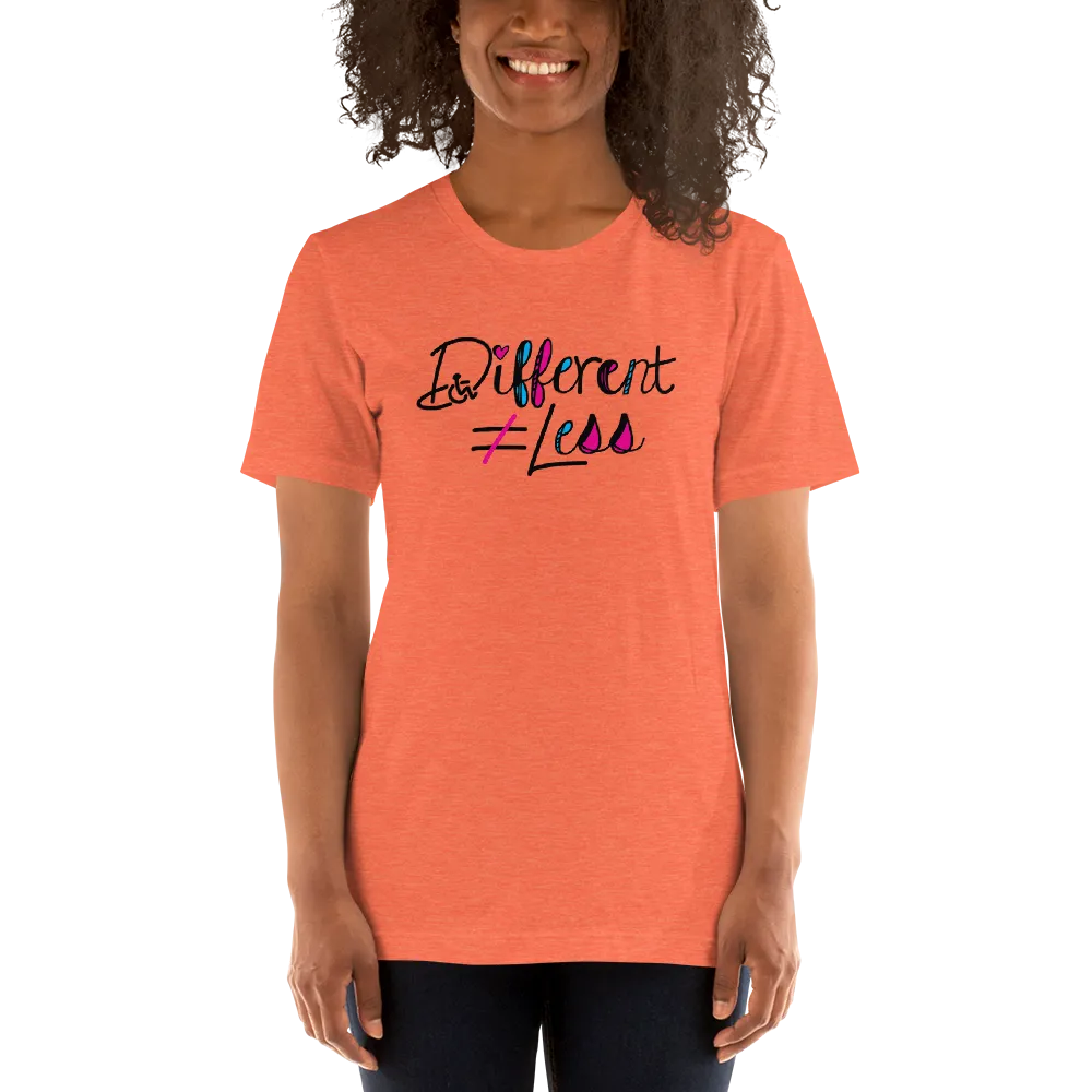 Different Does Not Equal Less (Disability Logo Added into "D") Light Shirts