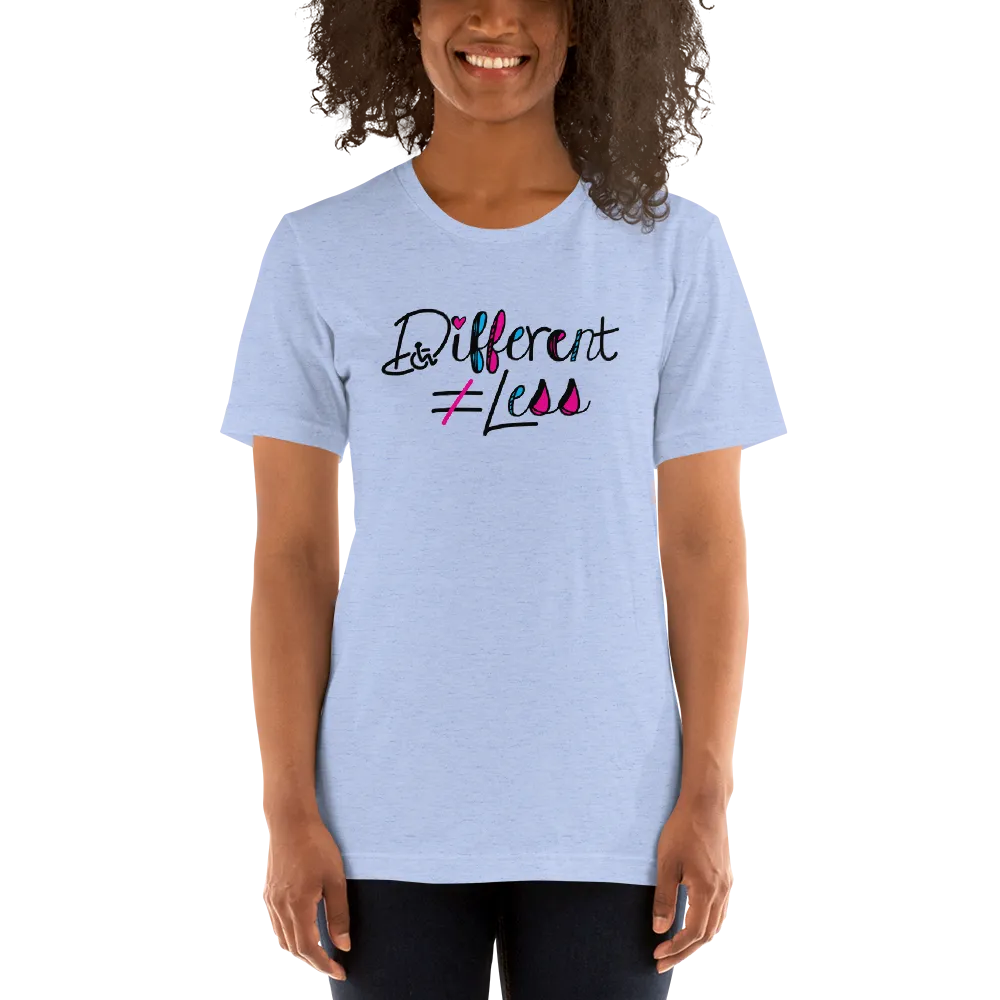 Different Does Not Equal Less (Disability Logo Added into "D") Light Shirts