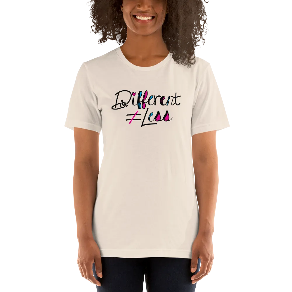 Different Does Not Equal Less (Disability Logo Added into "D") Light Shirts