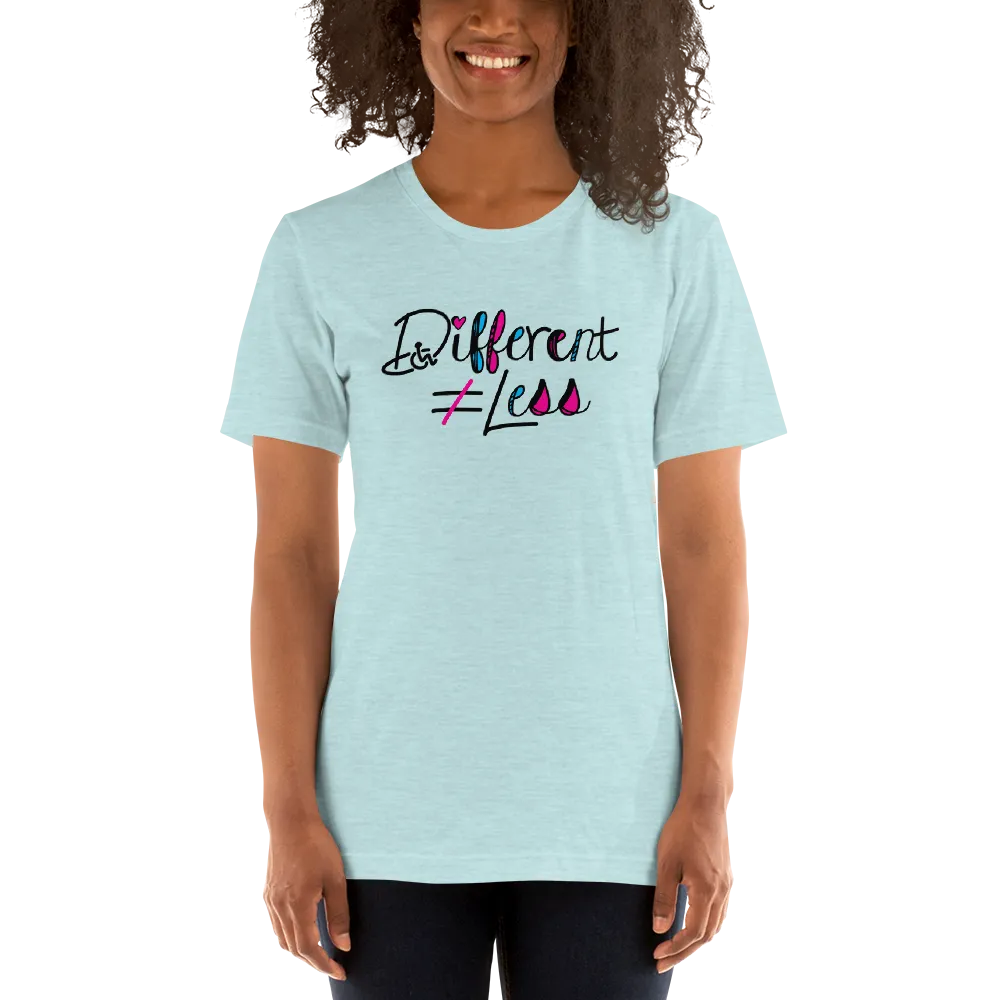 Different Does Not Equal Less (Disability Logo Added into "D") Light Shirts