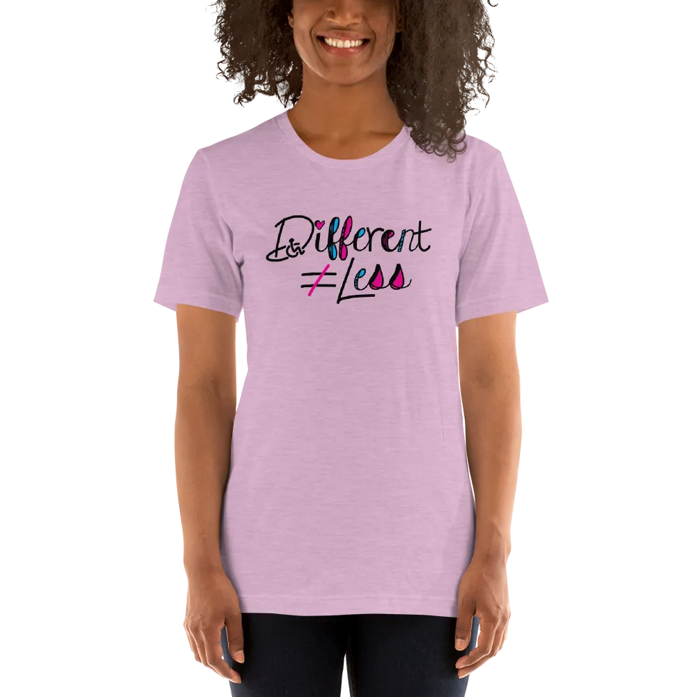 Different Does Not Equal Less (Disability Logo Added into "D") Light Shirts