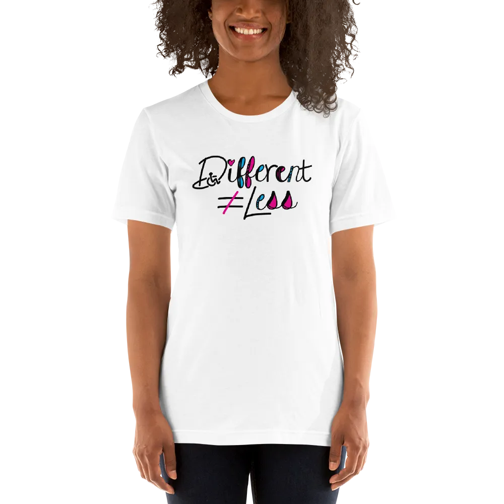 Different Does Not Equal Less (Disability Logo Added into "D") Light Shirts