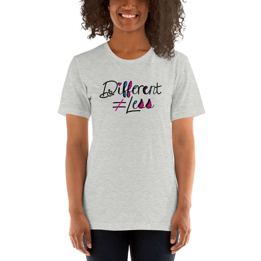 Different Does Not Equal Less (Disability Logo Added into "D") Light Shirts
