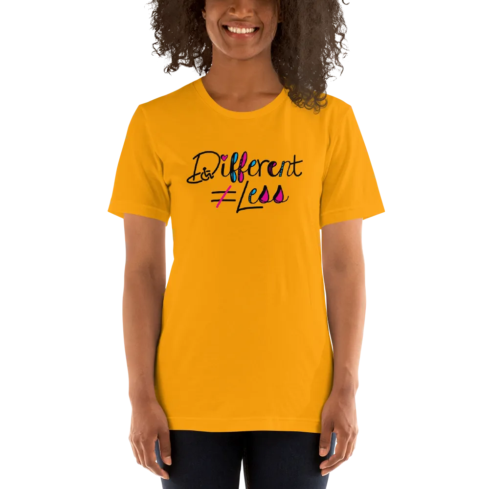Different Does Not Equal Less (Disability Logo Added into "D") Light Shirts