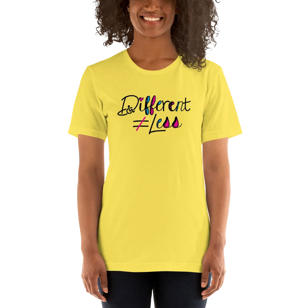 Different Does Not Equal Less (Disability Logo Added into "D") Light Shirts