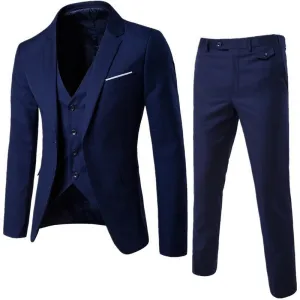DIHOPE 2020 Business Blazer  Vest  Pants Suit Sets Men Autumn Fashion Solid Slim Wedding Set Vintage Classic Blazers Male