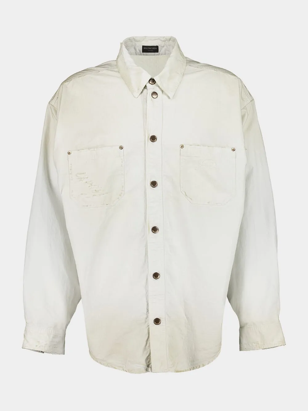Dirty White Washed Ripstop Workwear Overshirt