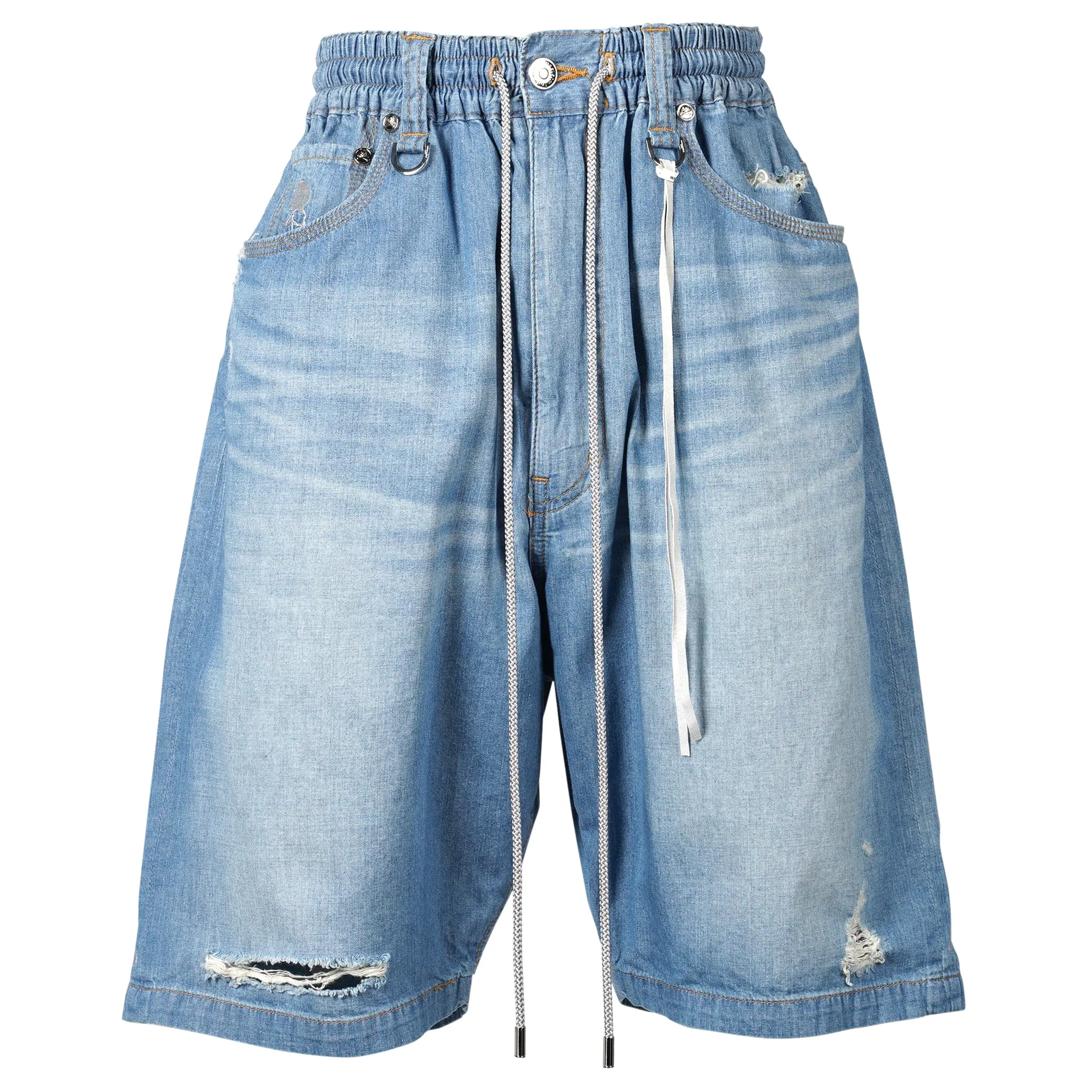DISTRESSED EASY DENIM SHORTS (310) / 009:INDIGO