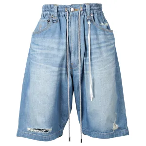 DISTRESSED EASY DENIM SHORTS (310) / 009:INDIGO