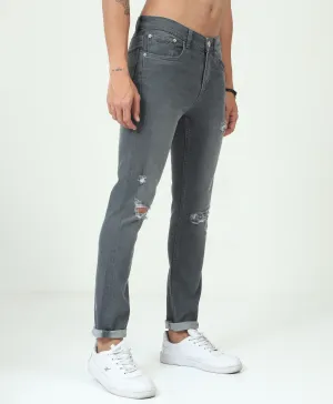 Distressed Grey Slim-fit Jeans