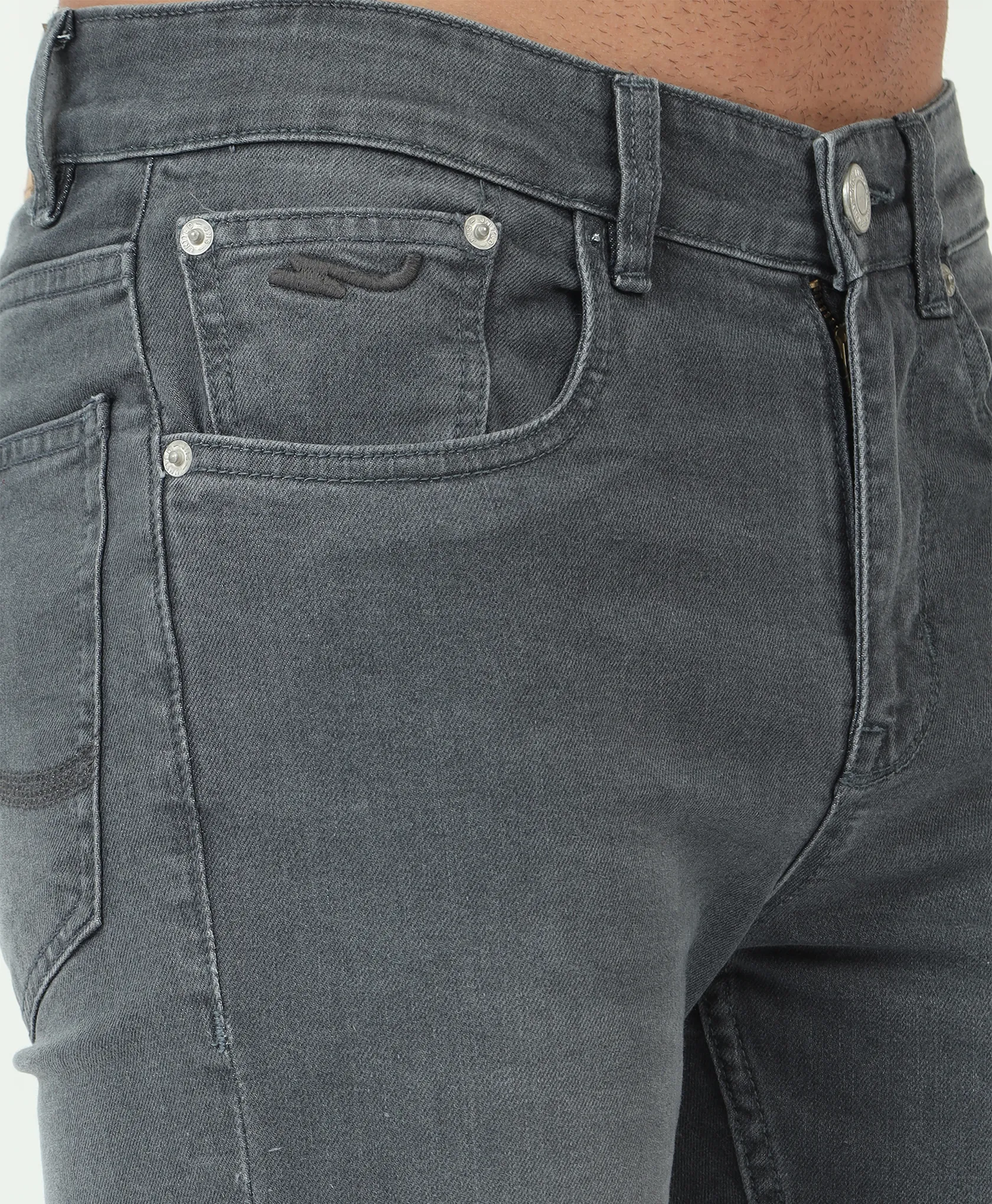 Distressed Grey Slim-fit Jeans