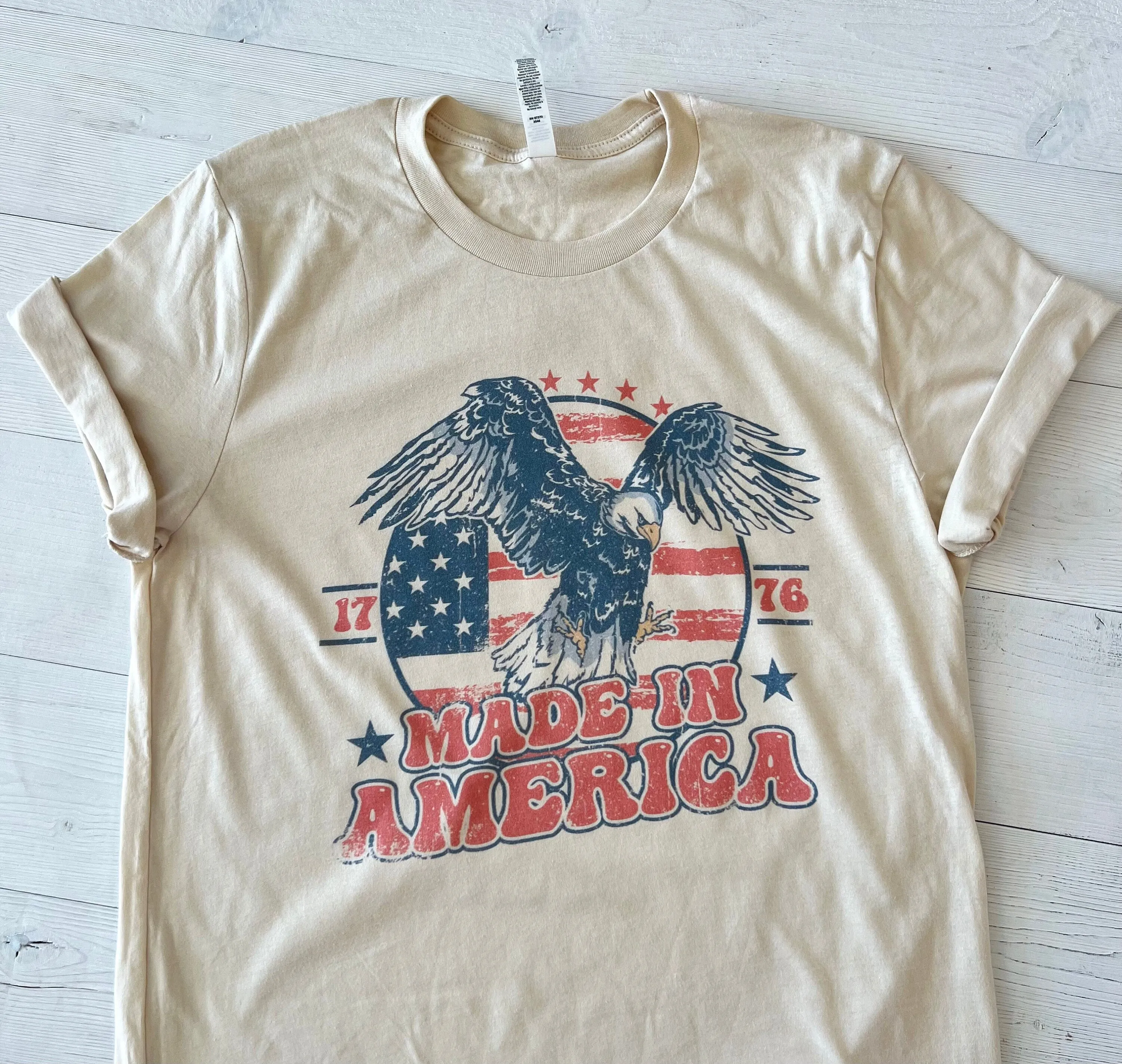 Distressed Made In America Bald Eagle T-Shirt