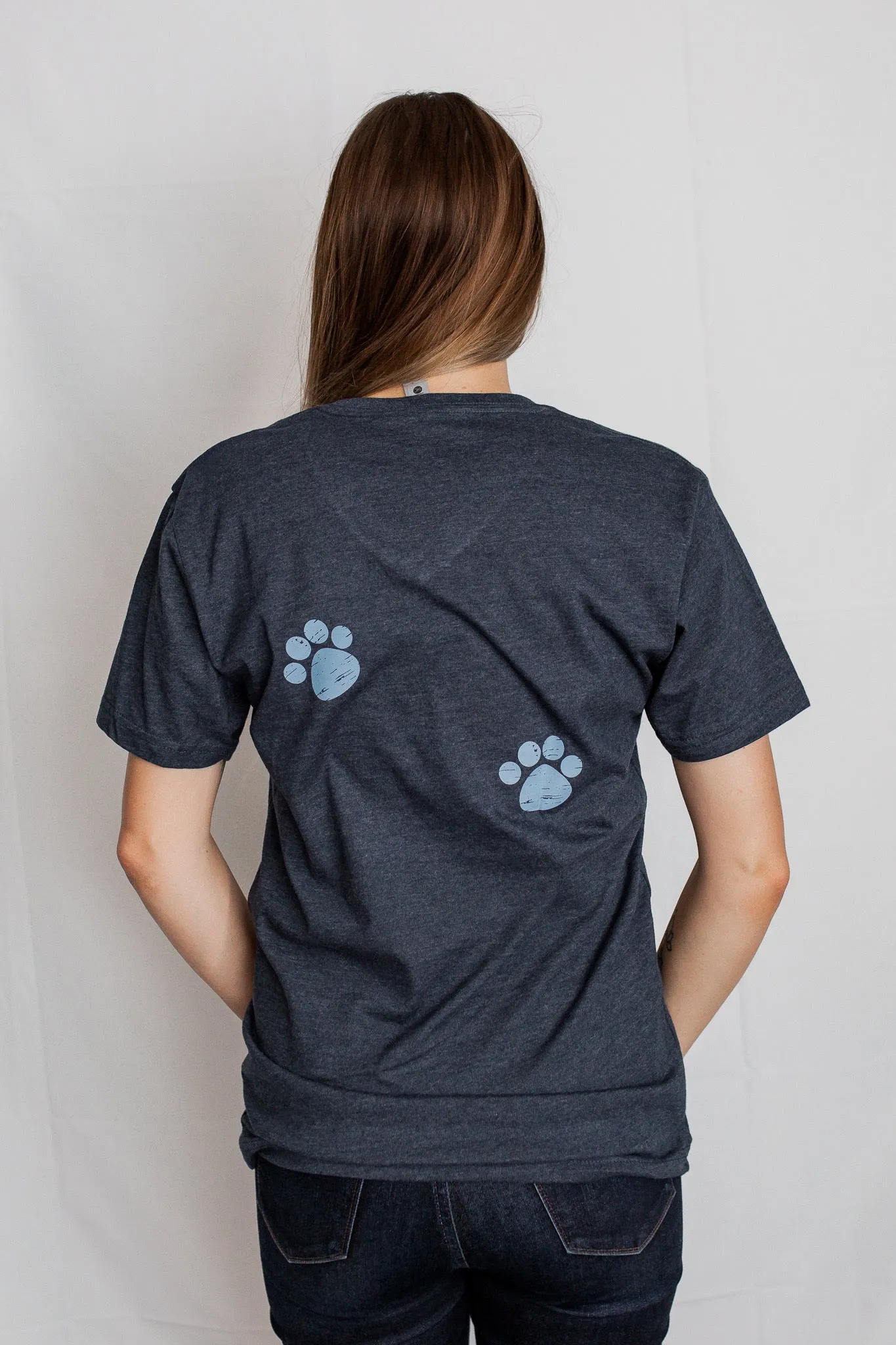 Dog Mom Short Sleeve V-neck Tee Shirt-Midnight Navy