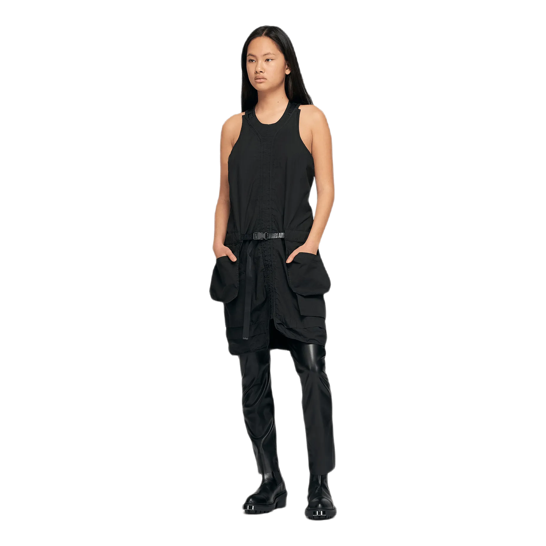 Double Waisted Leather Jeans Black