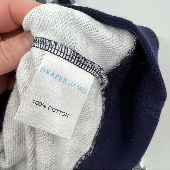 Draper James Natalie Sweatshirt in Gingham Nassau Navy Multi Size XL 14 NWT