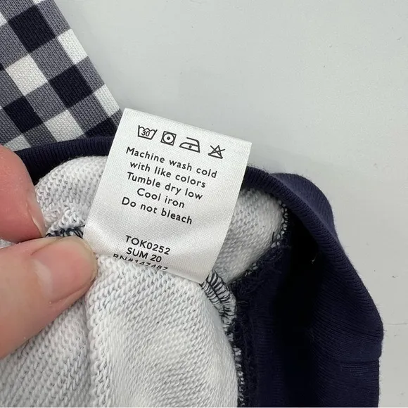 Draper James Natalie Sweatshirt in Gingham Nassau Navy Multi Size XL 14 NWT