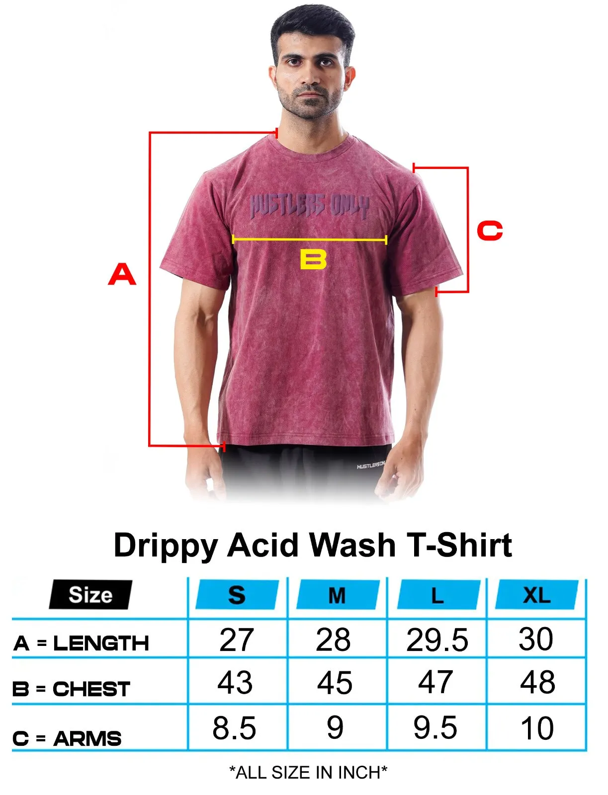 Drippy Acid Wash Tshirt - Maroon