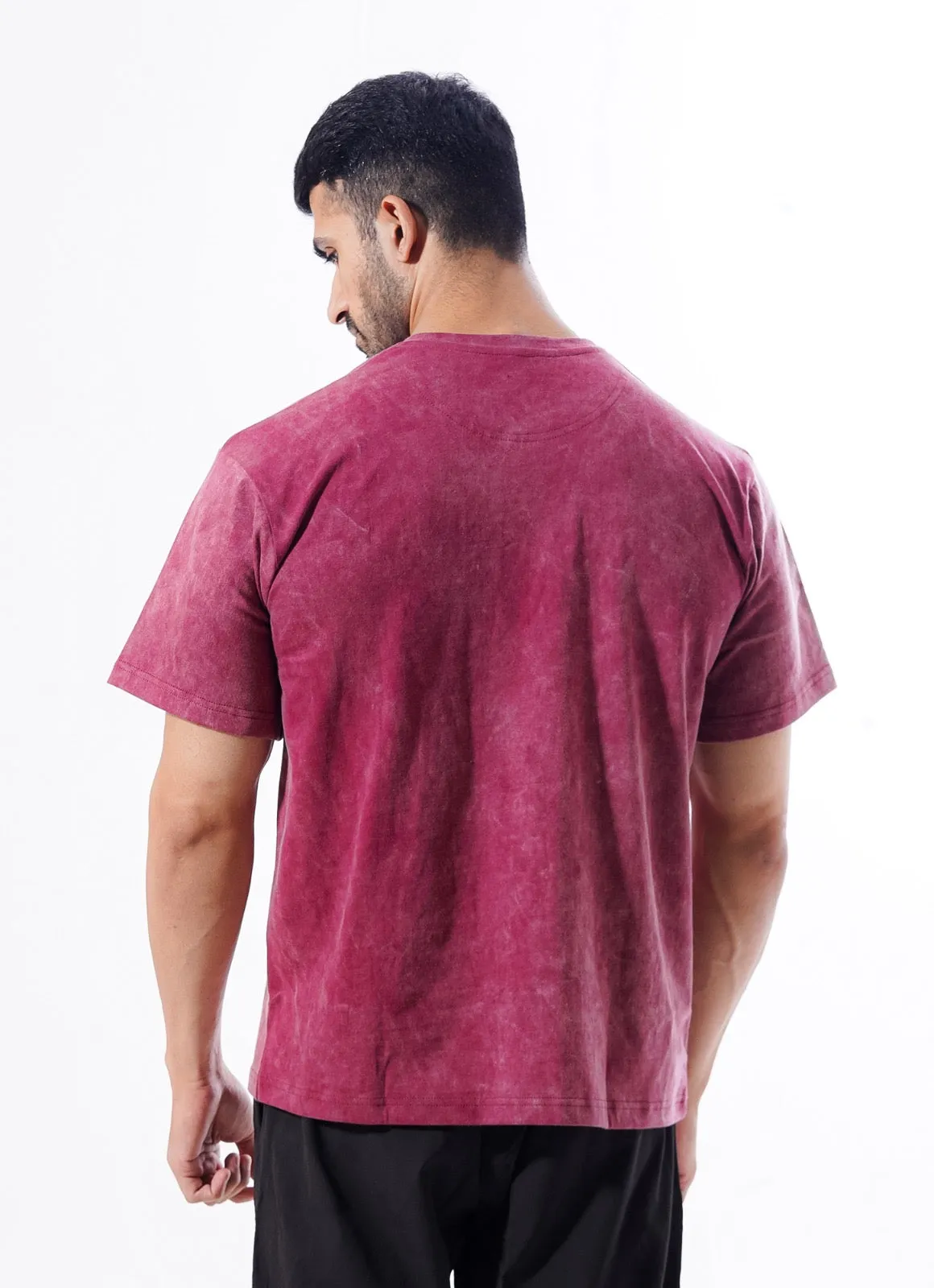 Drippy Acid Wash Tshirt - Maroon